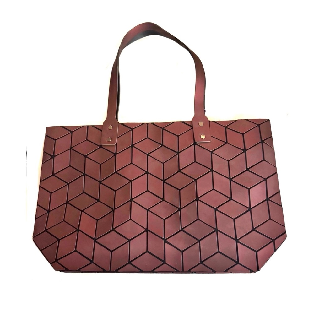 NWT Emilio Pepe Italy Matte Red Geo Tote - Picture 2 of 10